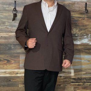 Joseph Abboud Wool Blend Brown Double Vented Blazer Sport Jacket Size 48L